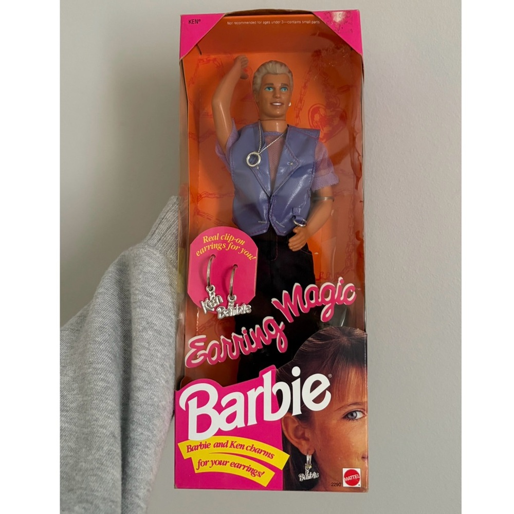 Barbie Earring Magic Ken Doll with Clip-On Earrings Circa 1992 In Box